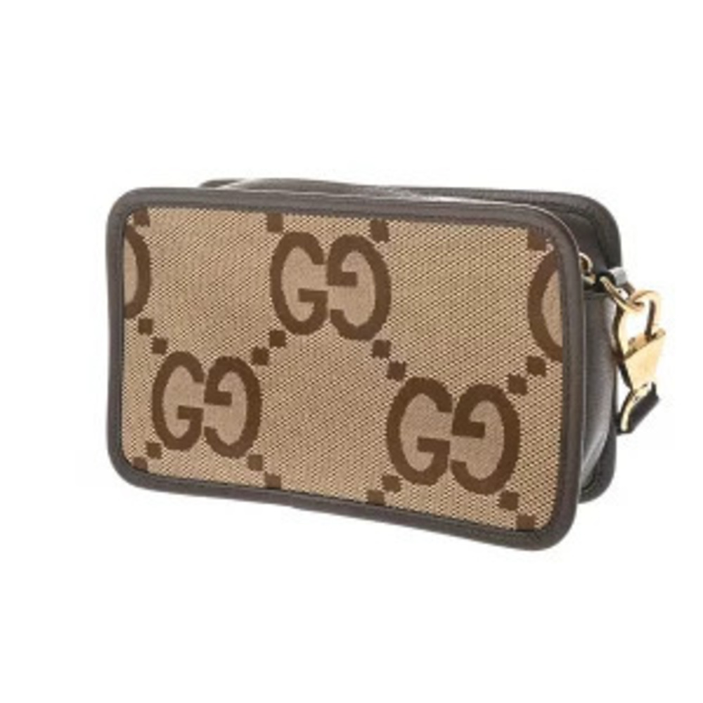 Gucci Tan Brown GG Ebony Leather Bag Brown Shoulder Camel Jumbo